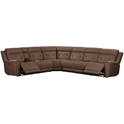 Beckham Power Reclining 7 Piece Sectional Sofa - Aline Saddle Brown Leather