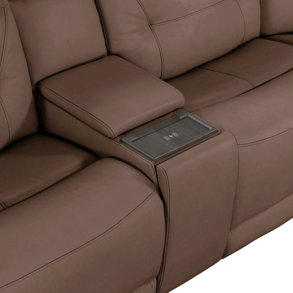 Beckham Power Reclining 7 Piece Sectional Sofa - Aline Saddle Brown Leather