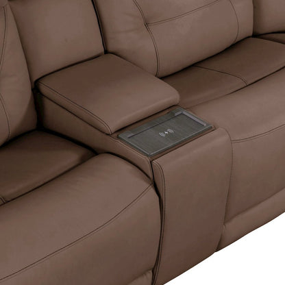 Beckham Power Reclining 7 Piece Sectional Sofa - Aline Saddle Brown Leather