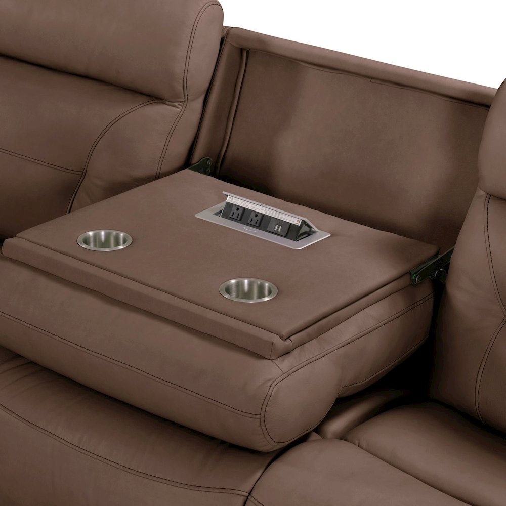 Beckham Power Reclining 7 Piece Sectional Sofa - Aline Saddle Brown Leather