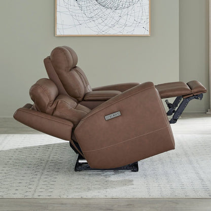 Beckham Power Recline Set with Sofa & Loveseat - Aline Saddle Brown Leather
