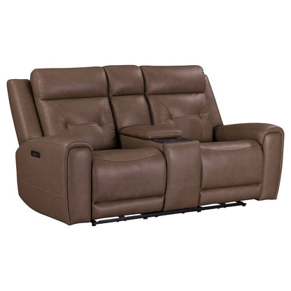Beckham Power Recline Set with Sofa & Loveseat - Aline Saddle Brown Leather