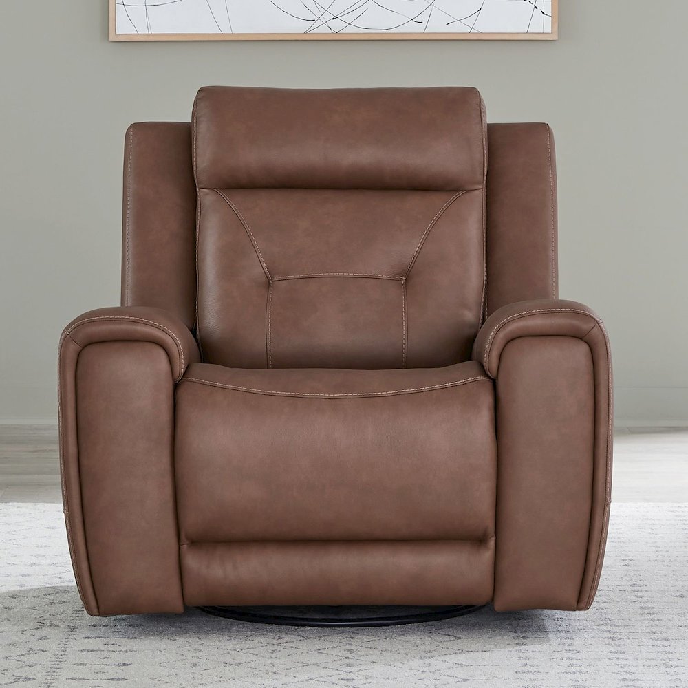 Beckham Power Recline Set with Sofa & Recliner - Aline Saddle Brown Leather