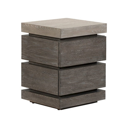 Piedmont Chairside Table, Hidden Drawers - Charcoal with Ash Tops Oak Wood