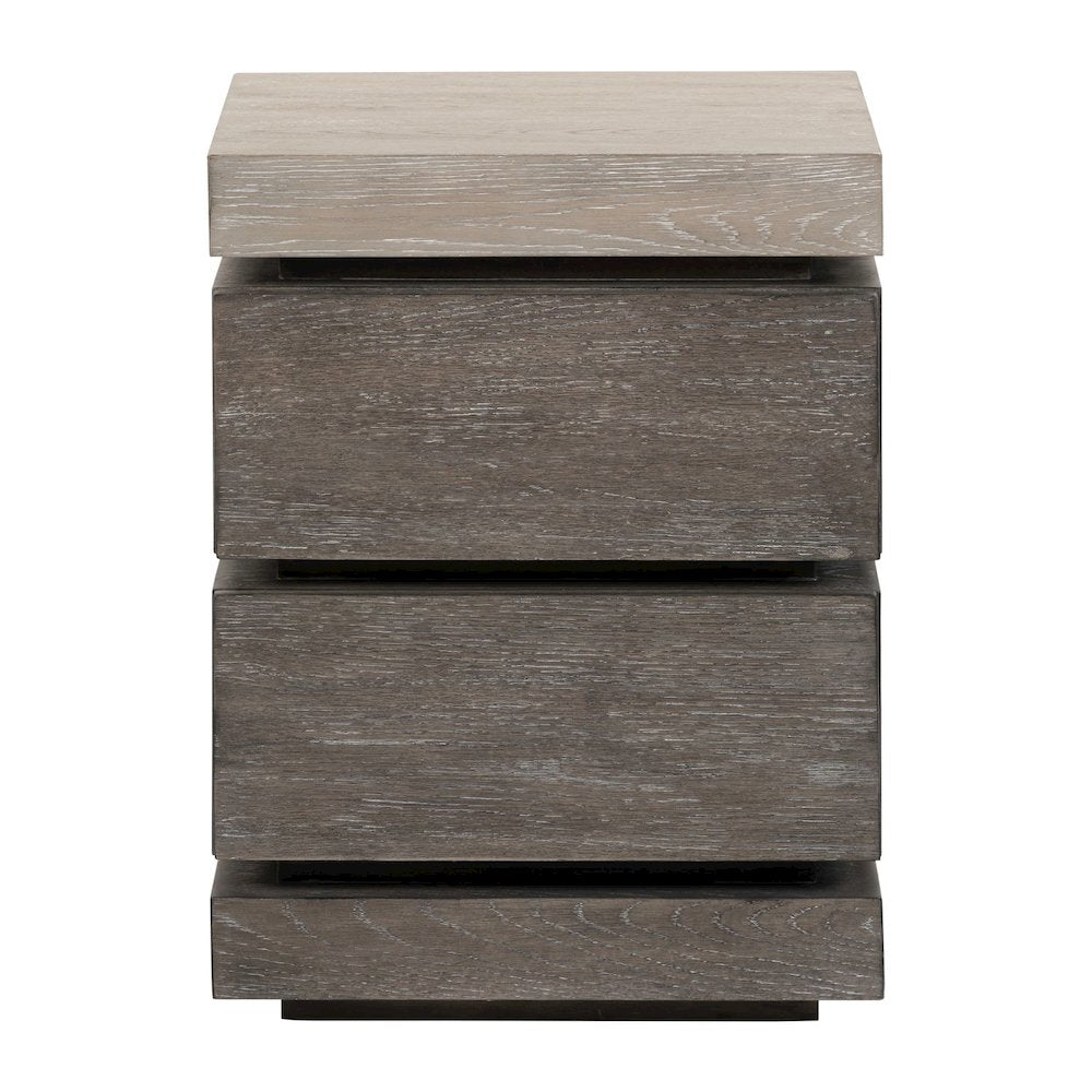 Piedmont Chairside Table, Hidden Drawers - Charcoal with Ash Tops Oak Wood