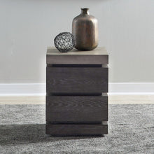 Piedmont Chairside Table, Hidden Drawers - Charcoal with Ash Tops Oak Wood