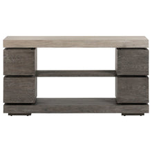 Piedmont Sofa Table, Hidden Drawers - Charcoal with Ash Tops Oak Wood