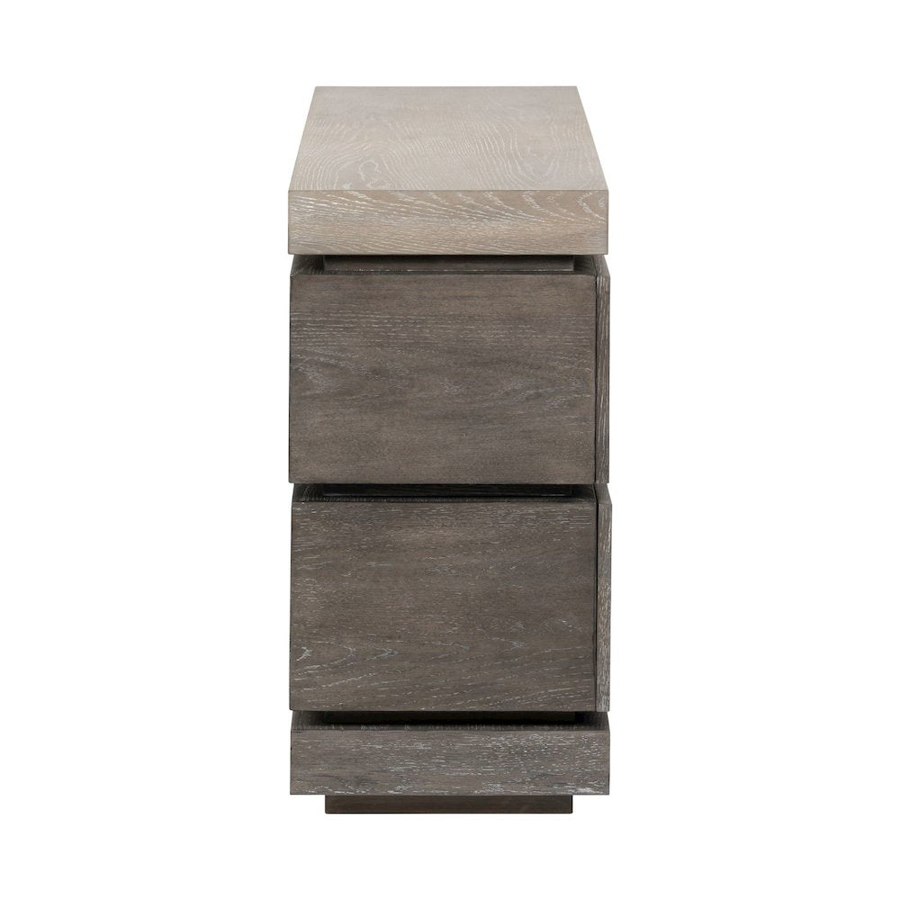Piedmont Sofa Table, Hidden Drawers - Charcoal with Ash Tops Oak Wood