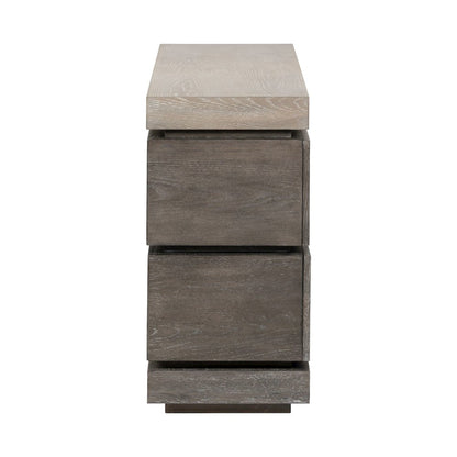 Piedmont Sofa Table, Hidden Drawers - Charcoal with Ash Tops Oak Wood