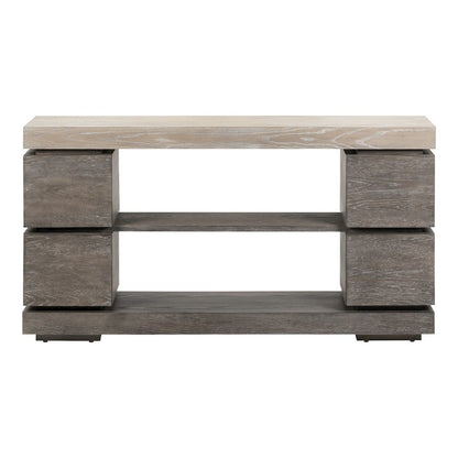 Piedmont Sofa Table, Hidden Drawers - Charcoal with Ash Tops Oak Wood