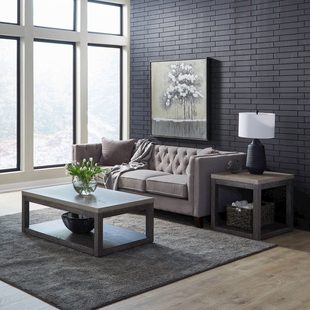 Piedmont 3 Piece Table Set - Cocktail, 2 End Tables, Charcoal Ash Oak