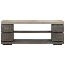 Piedmont 84 Inch TV Console, Floating Shelf - Charcoal with Ash Tops Oak