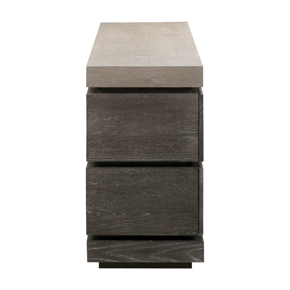 Piedmont 84 Inch TV Console, Floating Shelf - Charcoal with Ash Tops Oak