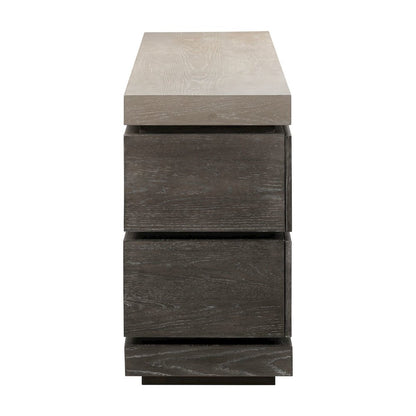 Piedmont 84 Inch TV Console, Floating Shelf - Charcoal with Ash Tops Oak
