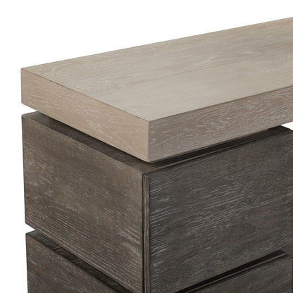 Piedmont 84 Inch TV Console, Floating Shelf - Charcoal with Ash Tops Oak