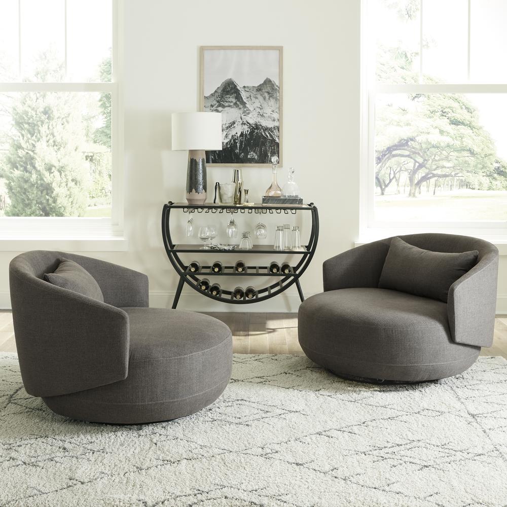 Uph Swivel Cuddler Chair - Charcoal Eclectic Multi in Charcoal