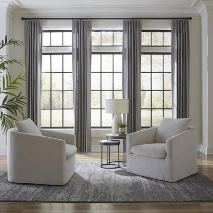 Uph Swivel Accent Chair - Ivory Eclectic White in Ivory Upholstery