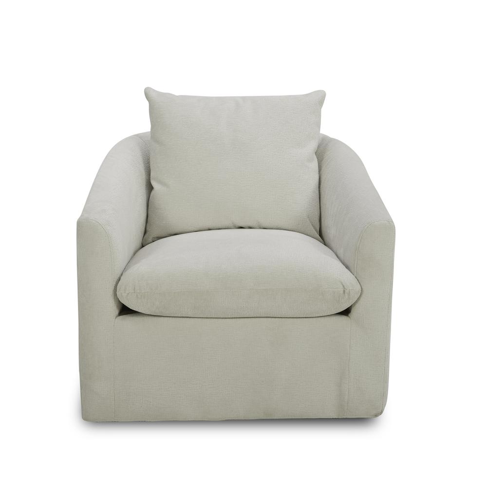 Uph Swivel Accent Chair - Ivory Eclectic White in Ivory Upholstery