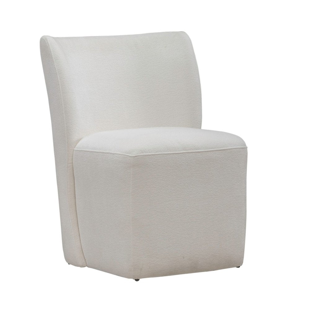 Accent Dining Chair with Castors - Rounded Back - Ivory Upholstry