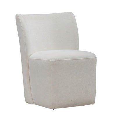 Accent Dining Chair with Castors - Rounded Back - Ivory Upholstry
