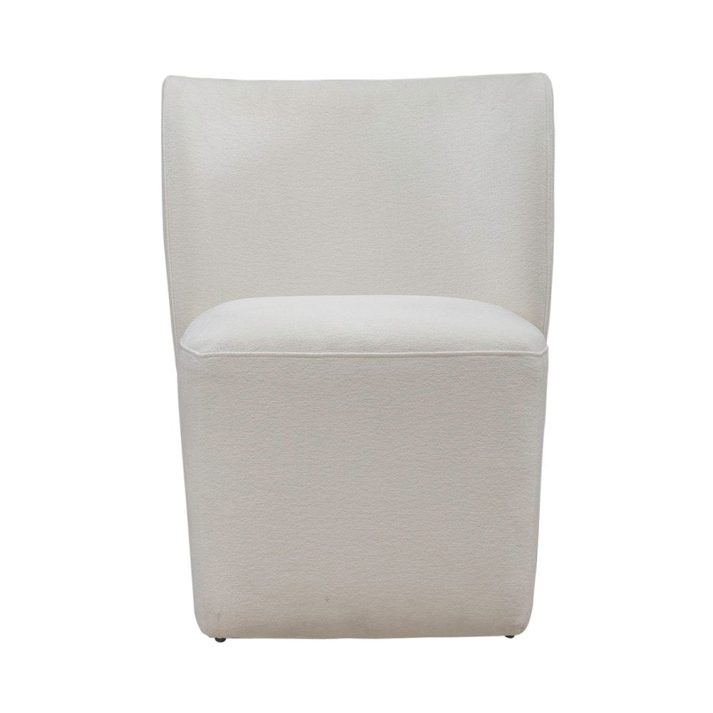 Accent Dining Chair with Castors - Rounded Back - Ivory Upholstry