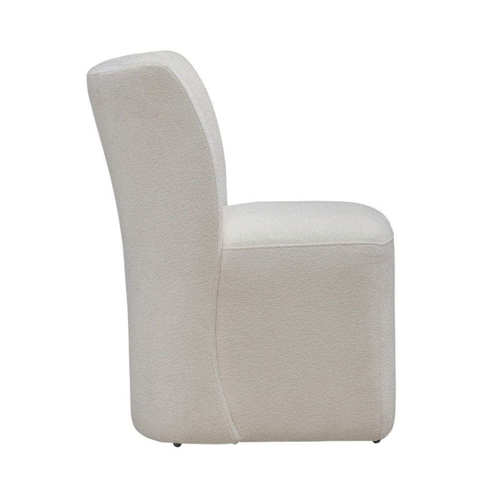 Accent Dining Chair with Castors - Rounded Back - Ivory Upholstry