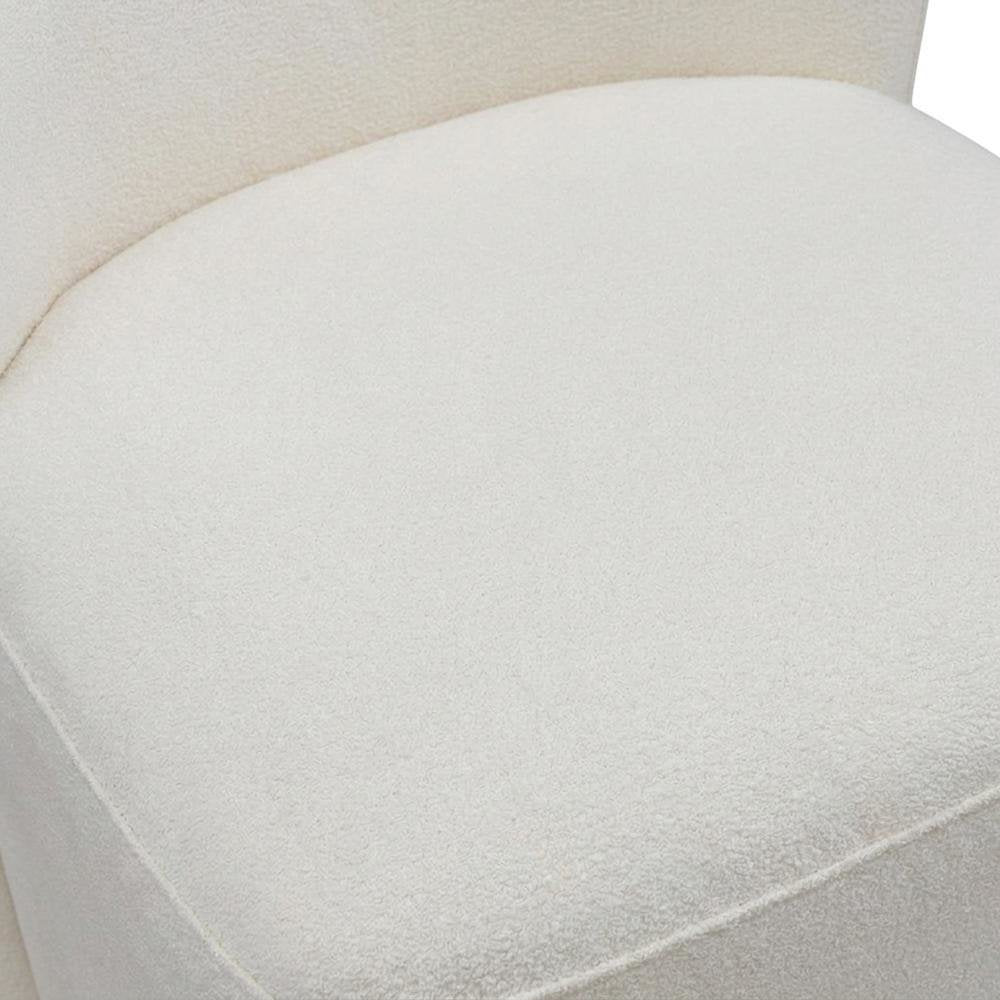 Solid Wood Upholstered Accent Dining Chair with Castors, Eclectic Style, White