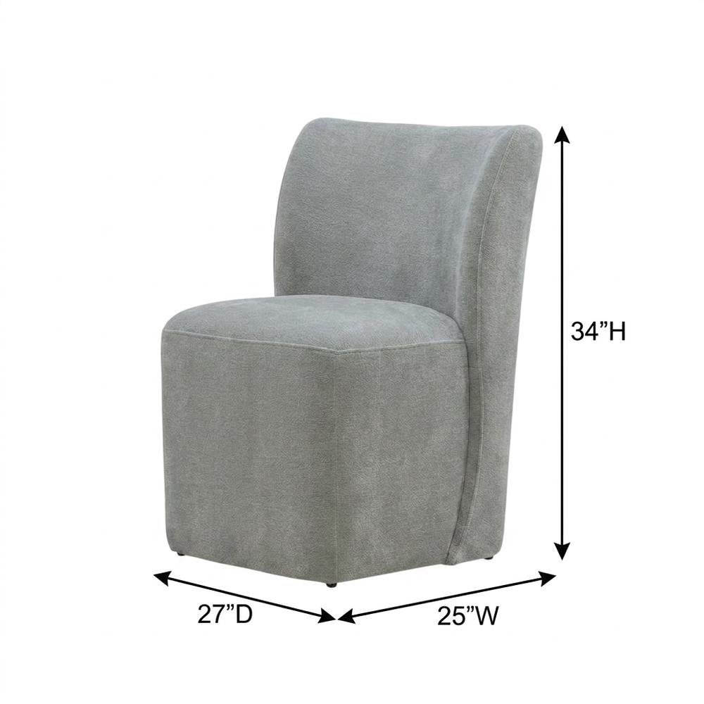 Solid Wood Upholstered Accent Dining Chair with Castors, Eclectic Style, Gray