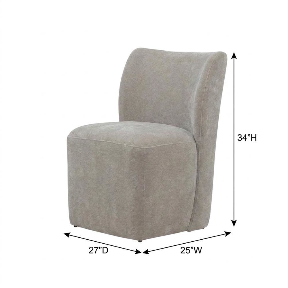 Solid Wood Upholstered Accent Dining Chair with Castors, Eclectic Style, Brown