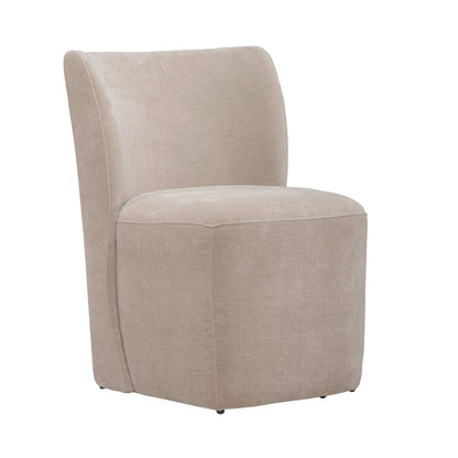 Accent Dining Chair with Castors - Rounded Back - Wicker Upholstry