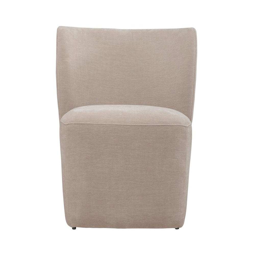 Accent Dining Chair with Castors - Rounded Back - Wicker Upholstry