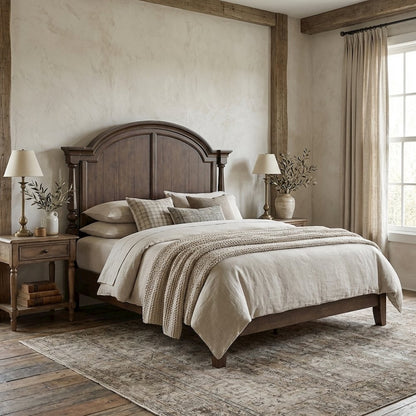 Cherry King Poster Bed Headboard Wood Construction Traditional Style