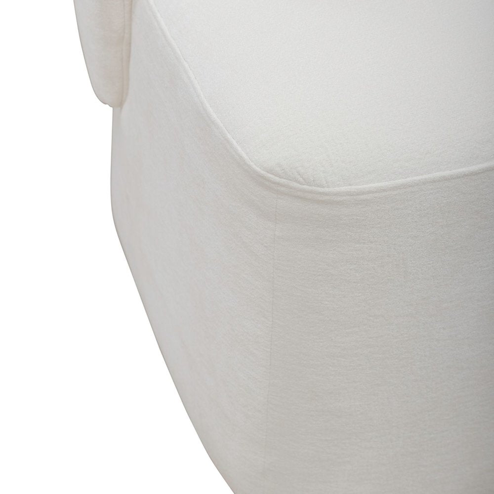Accent Dining Chair with Castors - Rounded Arm - Ivory Upholstry