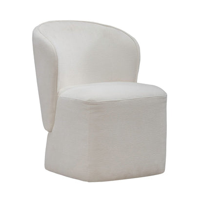 Accent Dining Chair with Castors - Rounded Arm - Ivory Upholstry