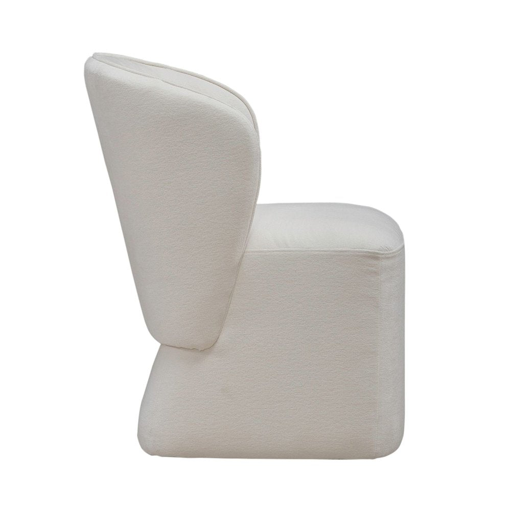 Accent Dining Chair with Castors - Rounded Arm - Ivory Upholstry