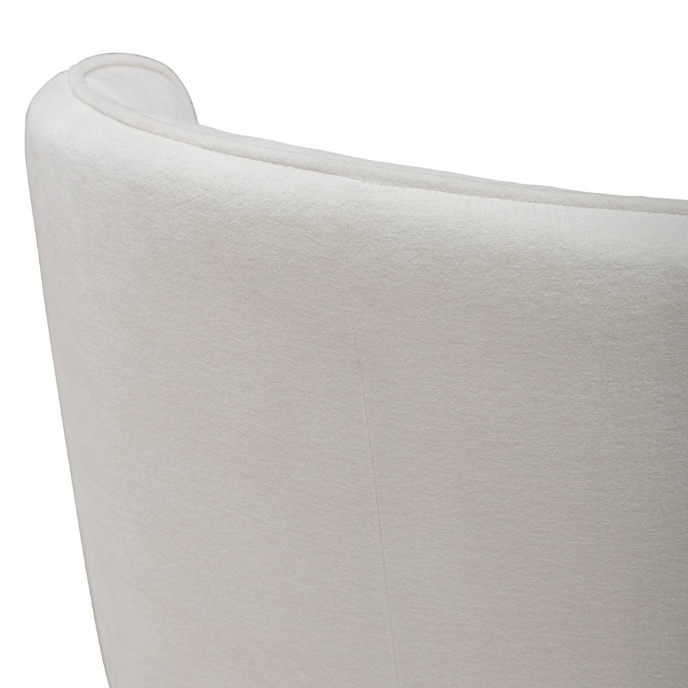 Accent Dining Chair with Castors - Rounded Arm - Ivory Upholstry