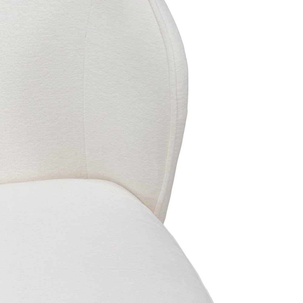 Accent Dining Chair with Castors - Rounded Arm - Ivory Upholstry