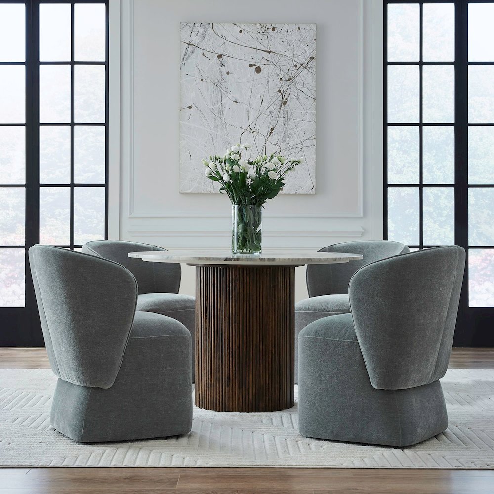 Accent Dining Chair with Castors - Rounded Arm - Sapphire Upholstry