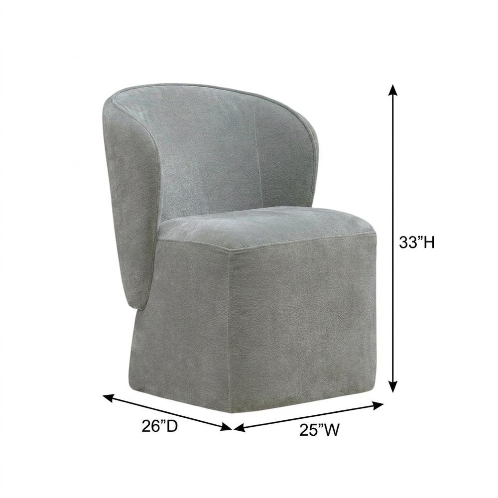 Solid Wood Upholstered Accent Dining Chair with Castors, Eclectic Style, Gray