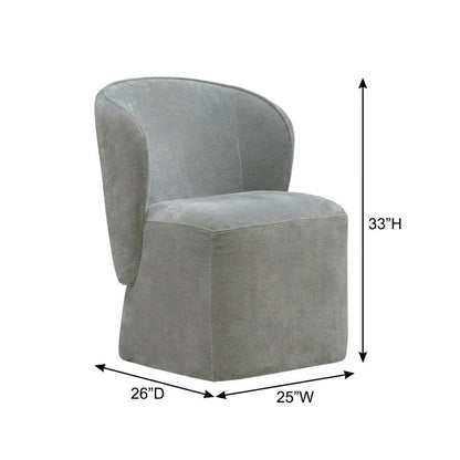 Solid Wood Upholstered Accent Dining Chair with Castors, Eclectic Style, Gray