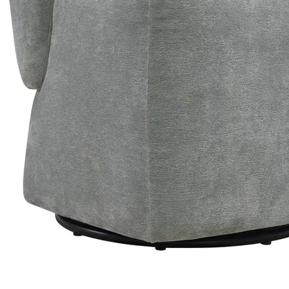 Solid Wood Upholstered Accent Dining Chair with Castors, Eclectic Style, Gray