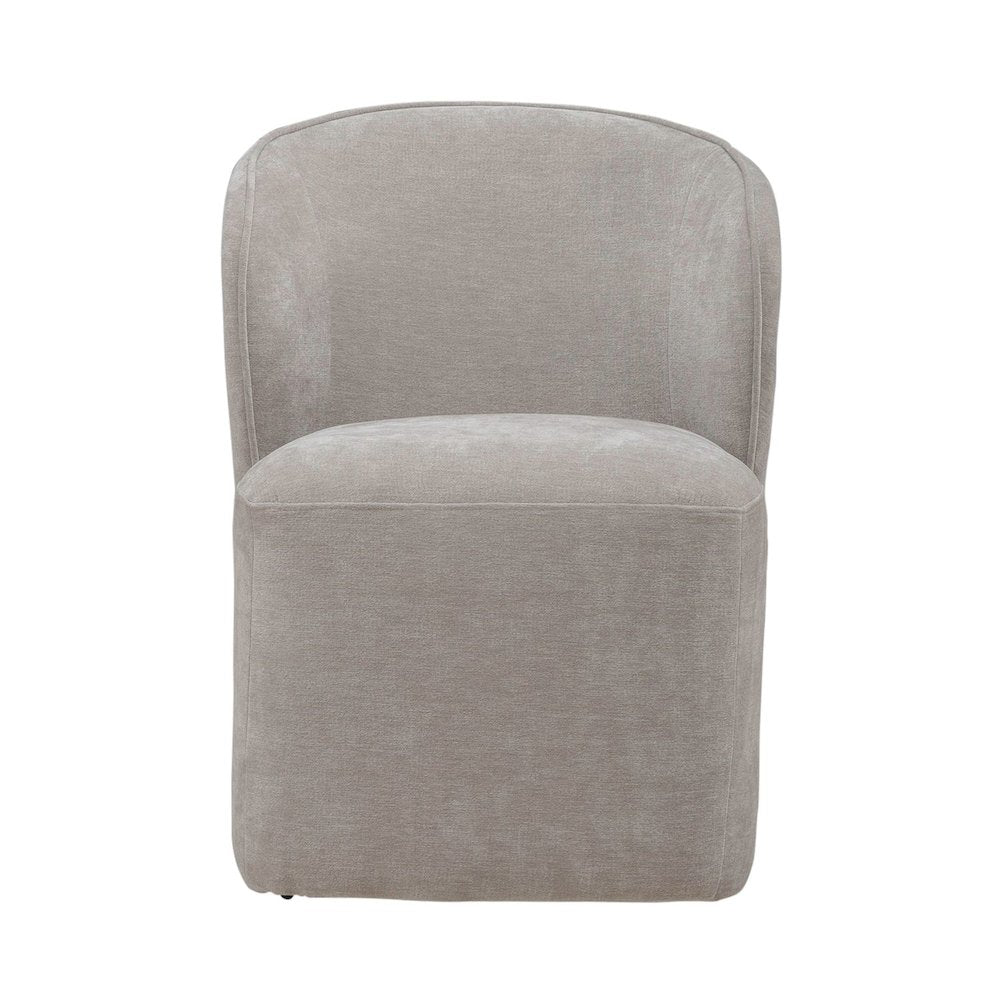 Accent Dining Chair with Castors - Rounded Arm - Truffle Upholstry