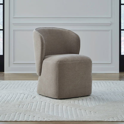 Accent Dining Chair with Castors - Rounded Arm - Truffle Upholstry