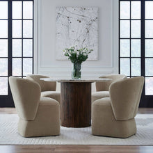 Accent Dining Chair with Castors - Rounded Arm - Wicker Upholstry