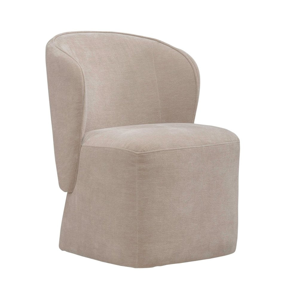 Accent Dining Chair with Castors - Rounded Arm - Wicker Upholstry