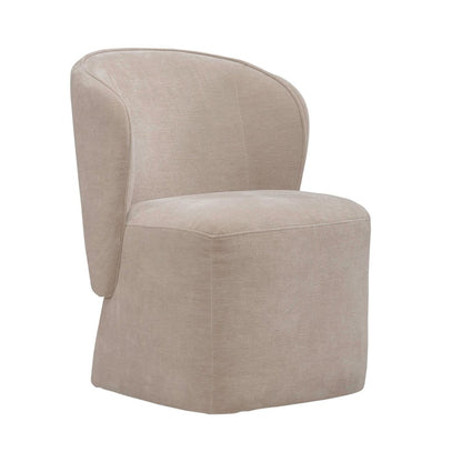Accent Dining Chair with Castors - Rounded Arm - Wicker Upholstry