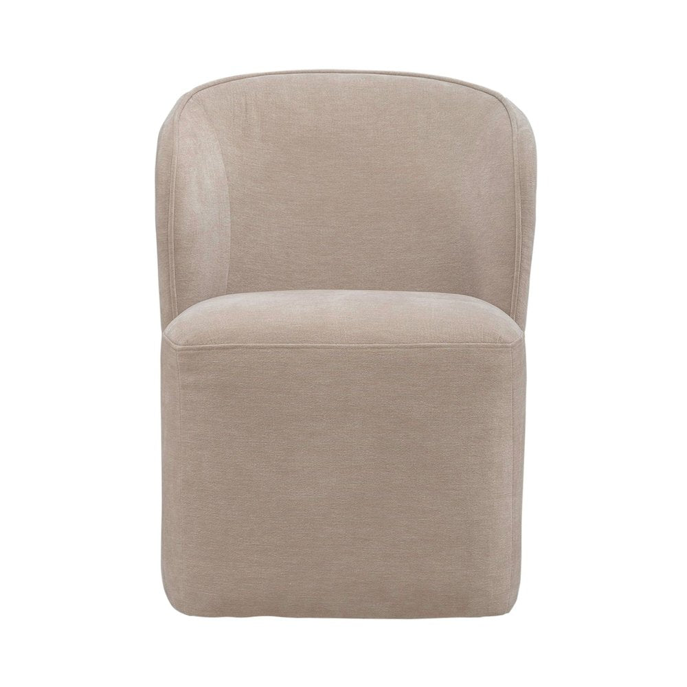 Accent Dining Chair with Castors - Rounded Arm - Wicker Upholstry