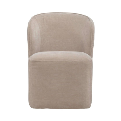 Accent Dining Chair with Castors - Rounded Arm - Wicker Upholstry