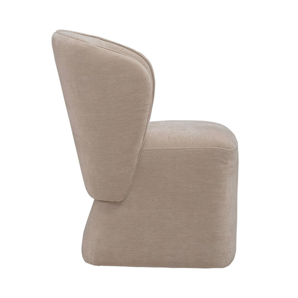 Accent Dining Chair with Castors - Rounded Arm - Wicker Upholstry
