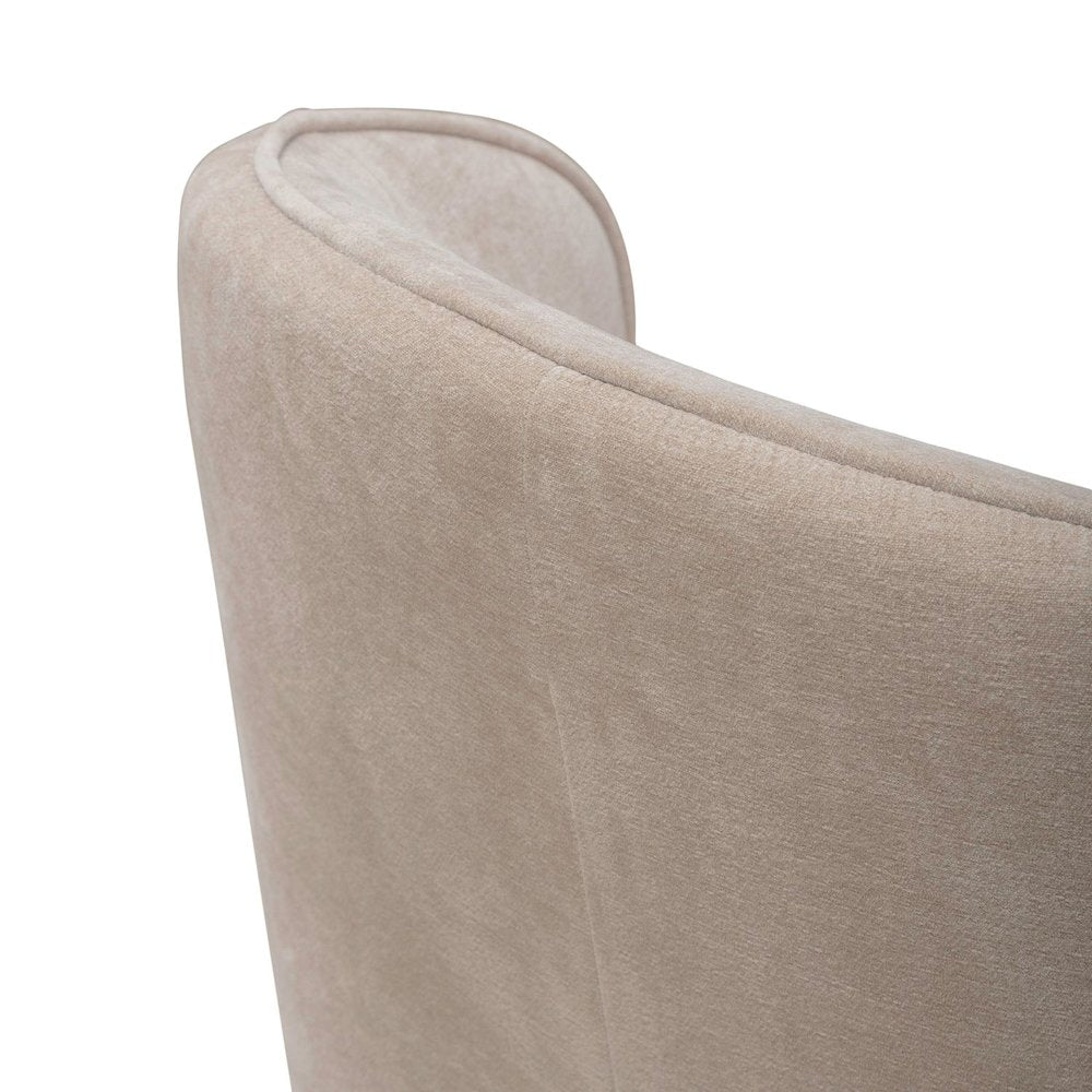 Accent Dining Chair with Castors - Rounded Arm - Wicker Upholstry